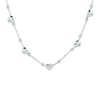 Collier hartjes 36 + 3 cm zilver gerhodineerd