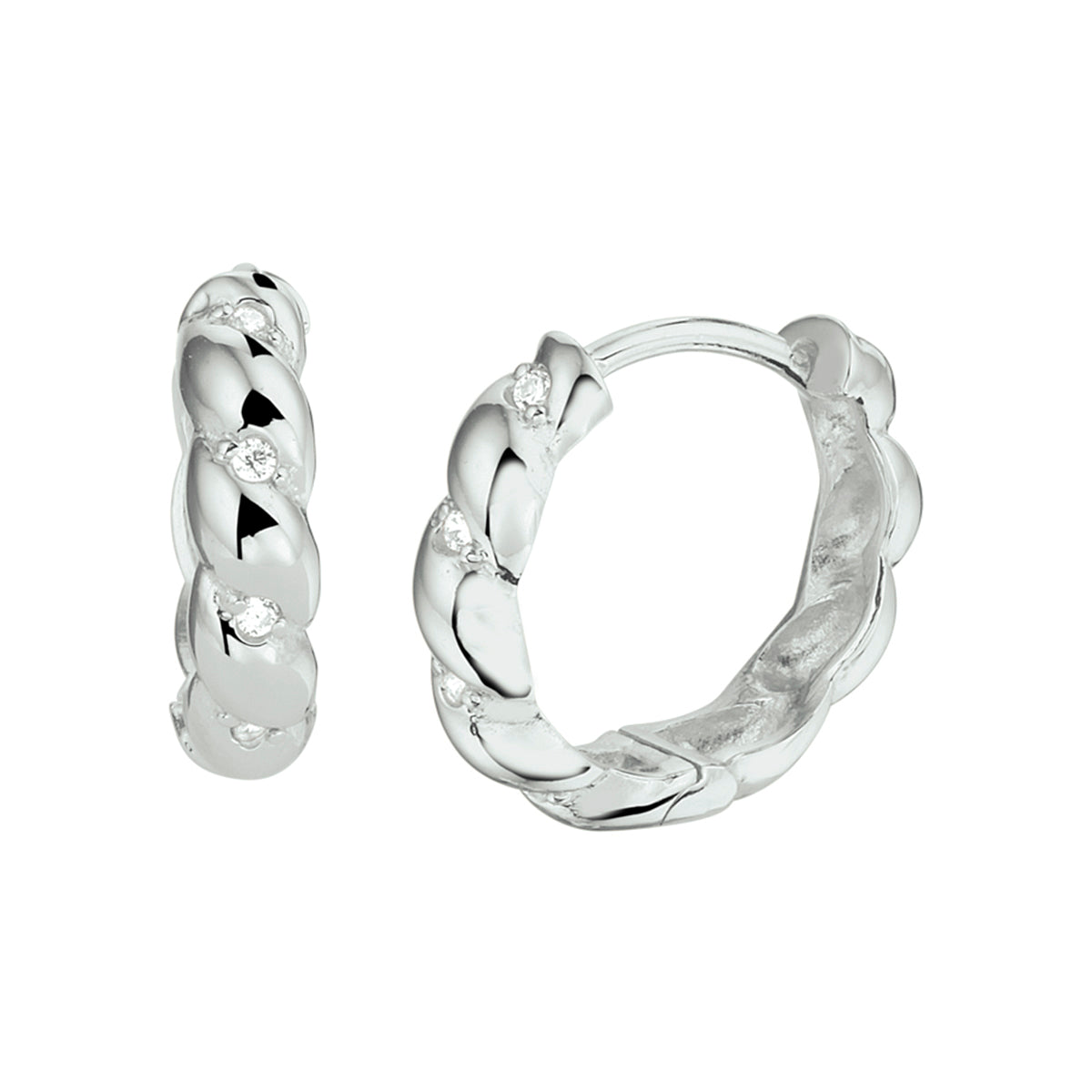 Klapoorringen zirkonia zilver gerhodineerd