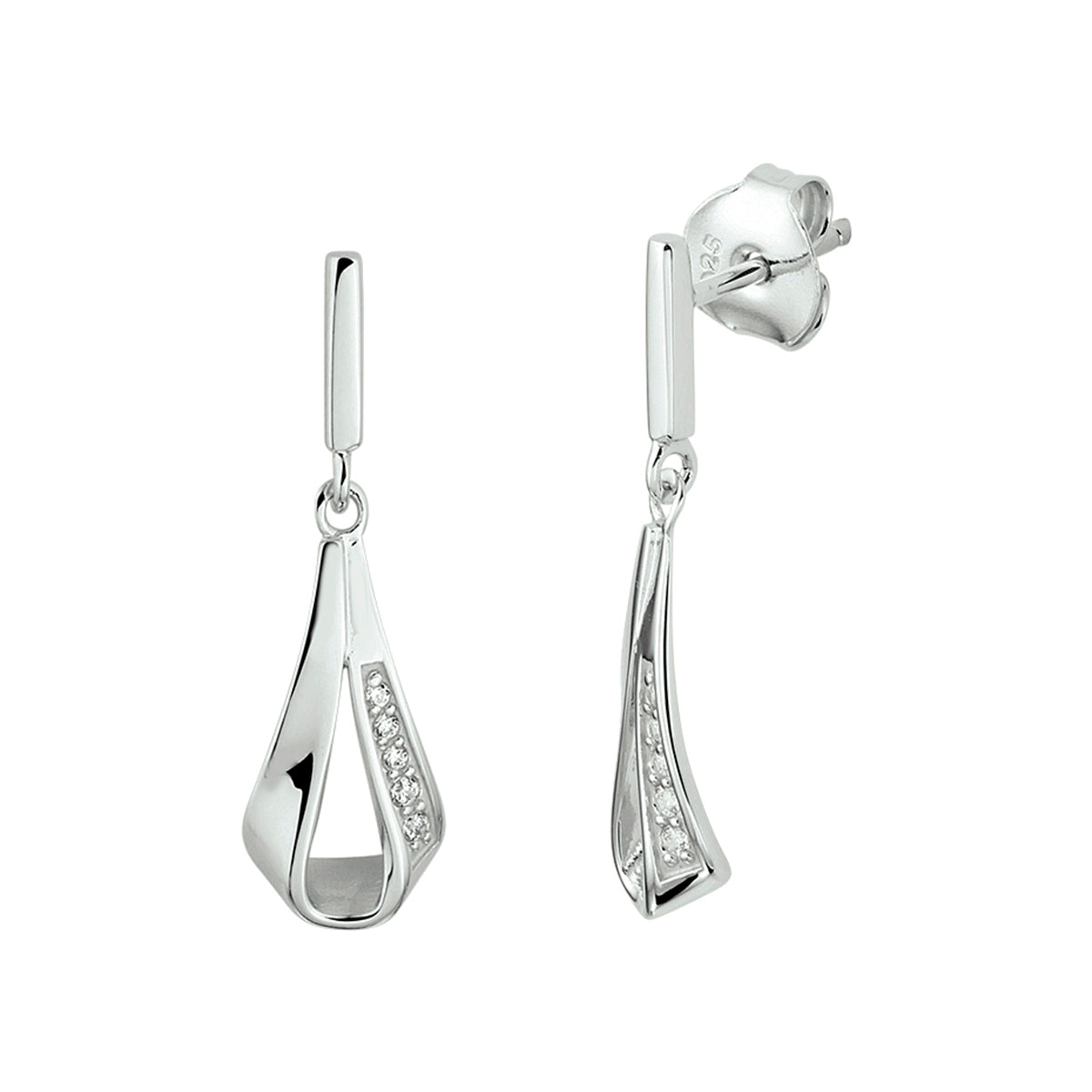 Oorhangers zirkonia zilver gerhodineerd