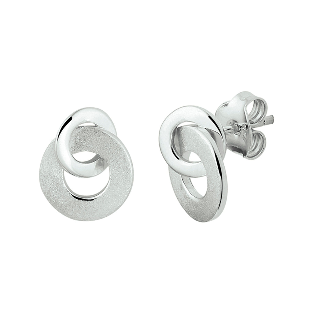 Oorknoppen rond poli/mat zilver gerhodineerd