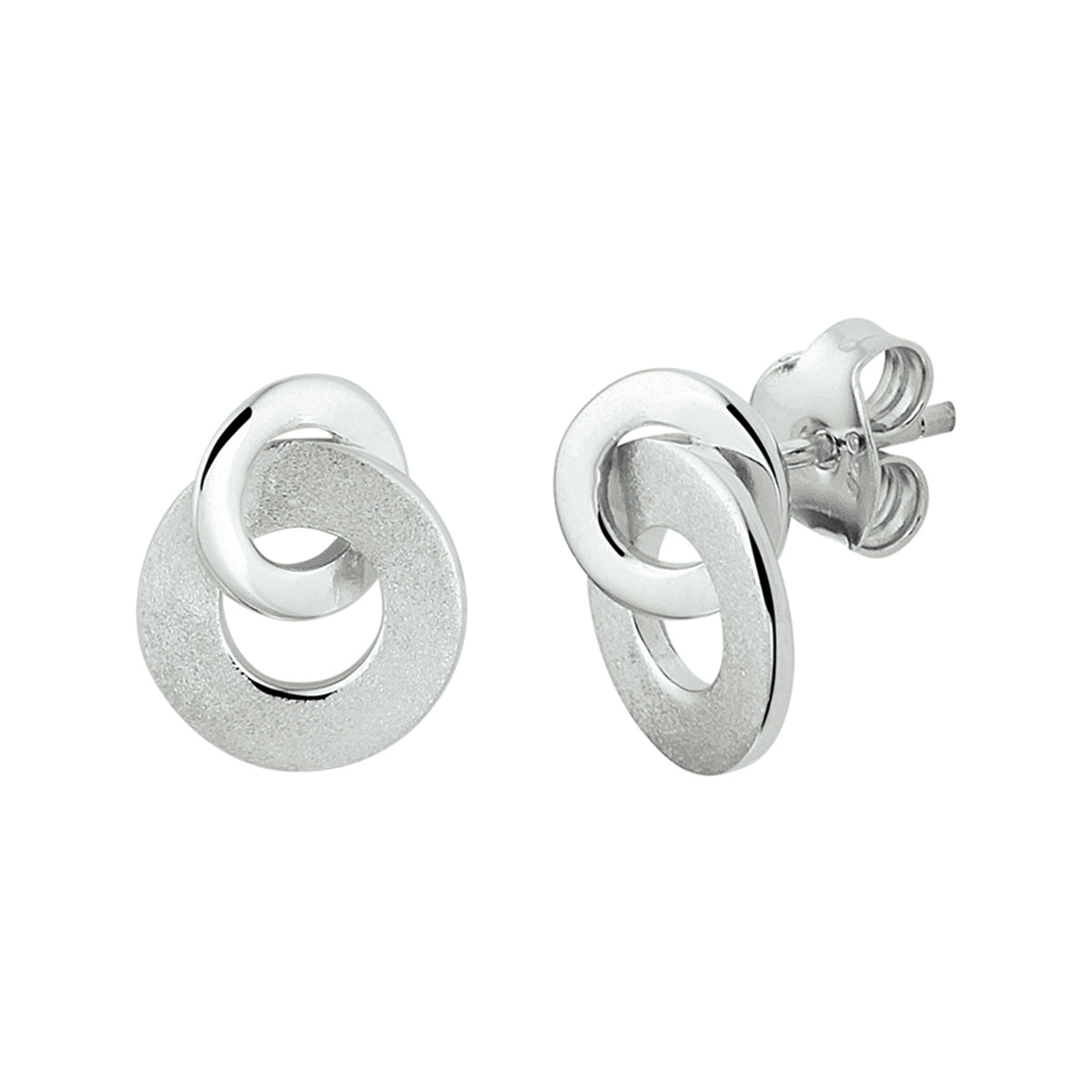 Oorknoppen rond poli/mat zilver gerhodineerd