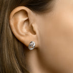 Oorknoppen rond poli/mat zilver gerhodineerd