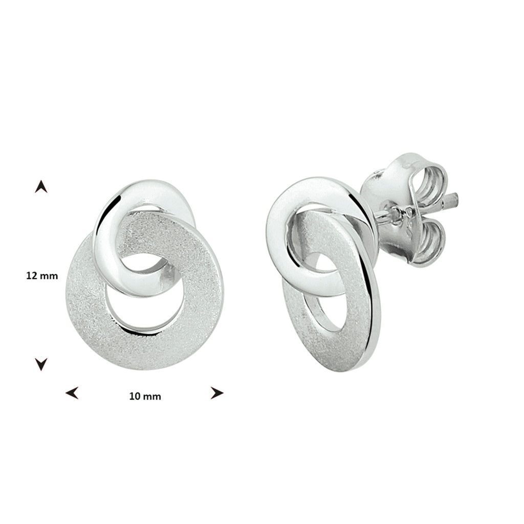 Oorknoppen rond poli/mat zilver gerhodineerd