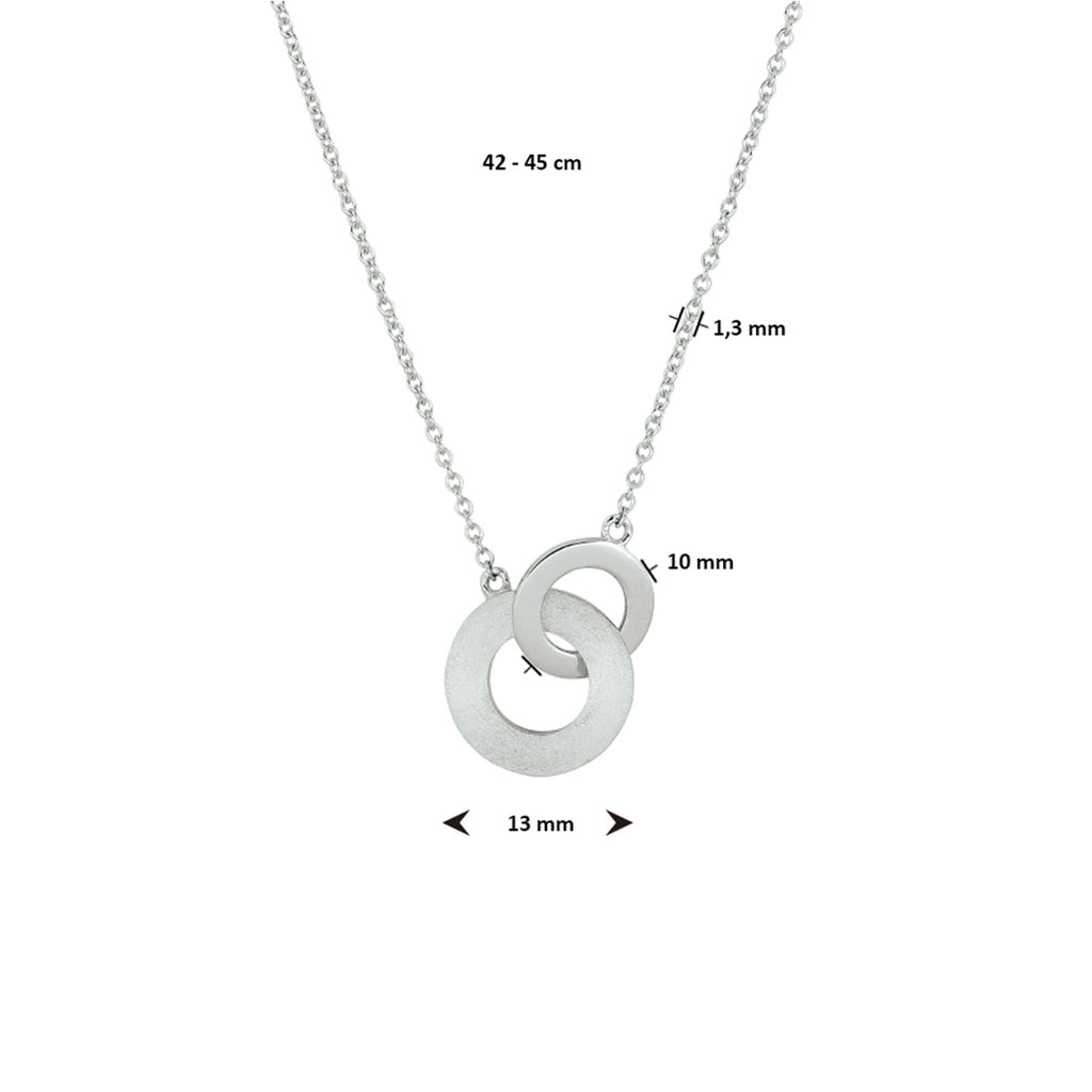 Collier rondje poli/mat 42 - 45 cm zilver gerhodineerd