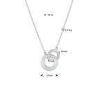 Collier rondje poli/mat 42 - 45 cm zilver gerhodineerd