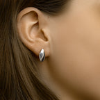 Oorknoppen zirkonia poli/mat zilver gerhodineerd