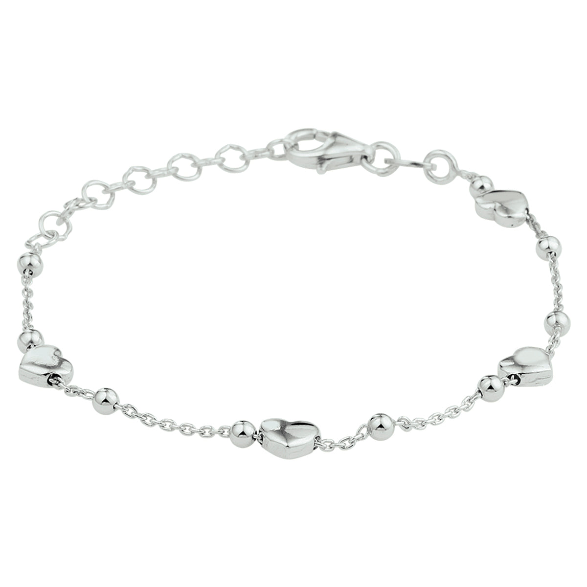 Kinderarmband hartjes 13 + 3 cm zilver gerhodineerd