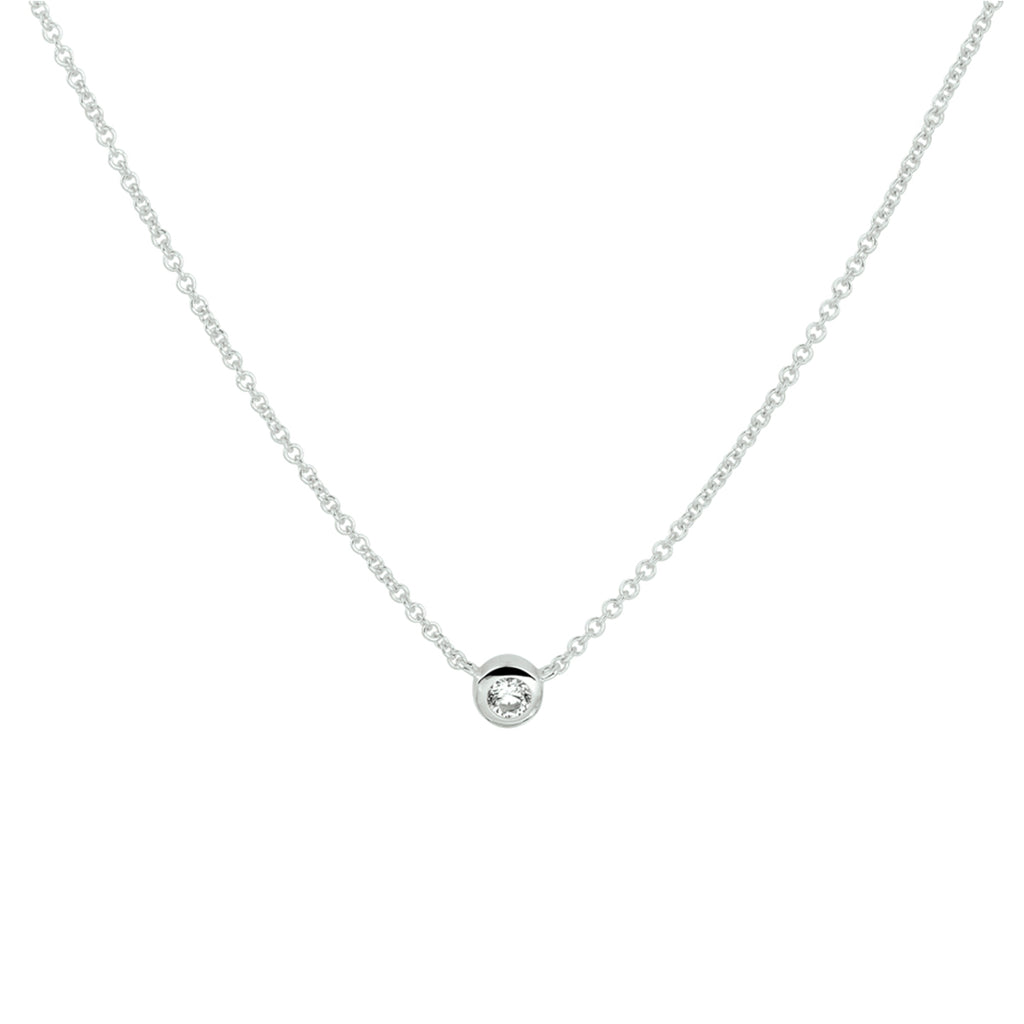 Collier zirkonia 40 - 42 - 44 cm zilver gerhodineerd