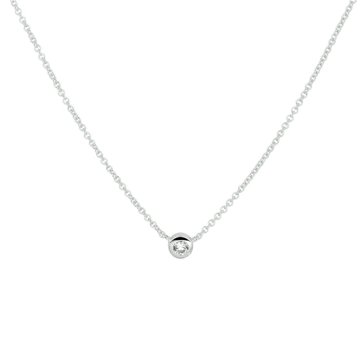 Collier zirkonia 40 - 42 - 44 cm zilver gerhodineerd