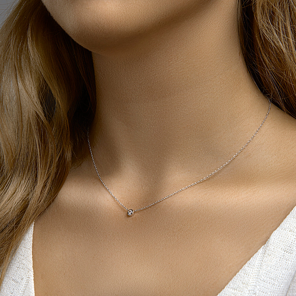 Collier zirkonia 40 - 42 - 44 cm zilver gerhodineerd