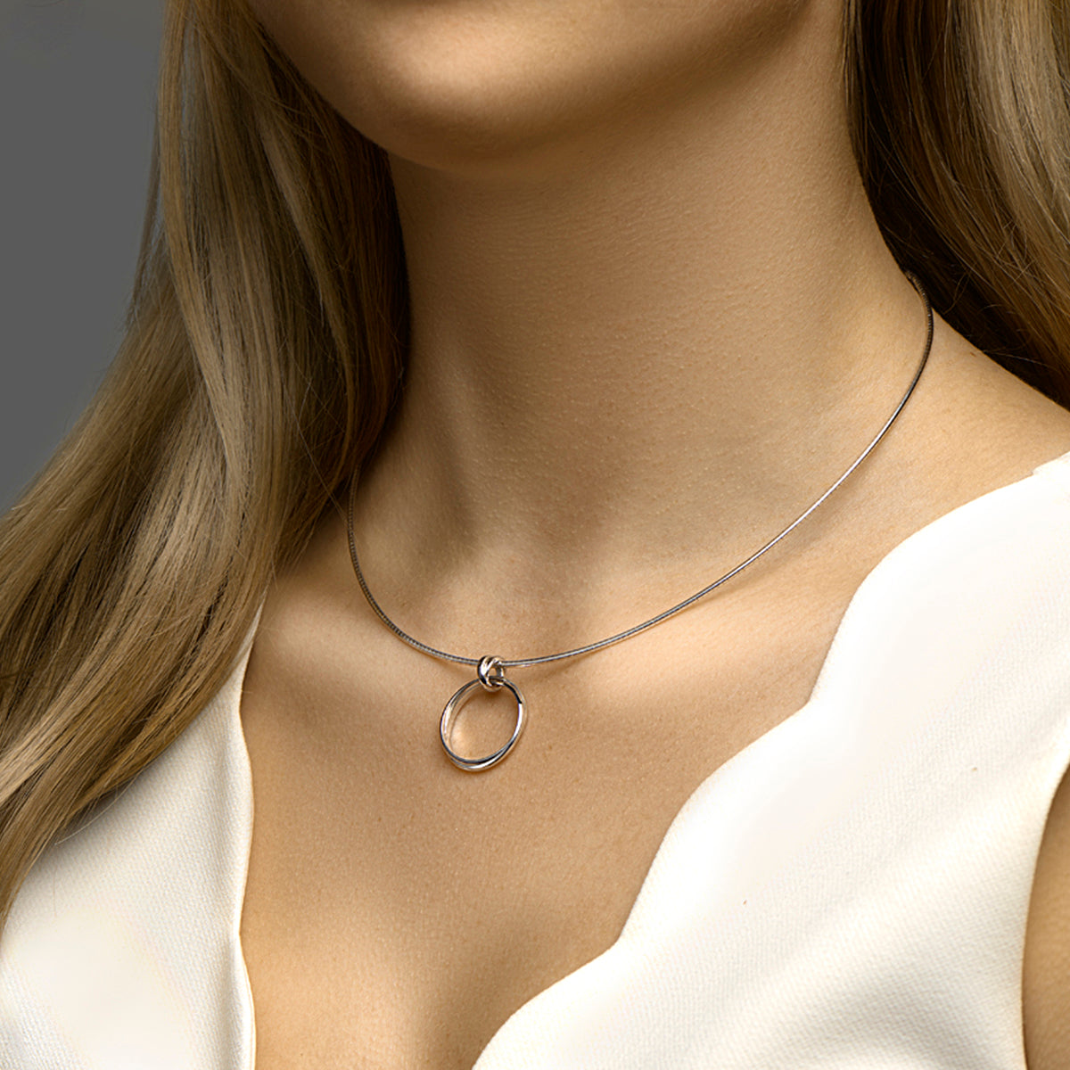 Collier rondjes 42 + 3 cm zilver gerhodineerd