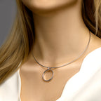 Collier rondjes 42 + 3 cm zilver gerhodineerd