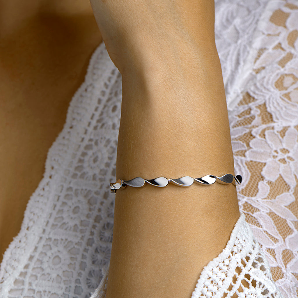 Armband poli/mat 5,6 mm 19 cm zilver gerhodineerd