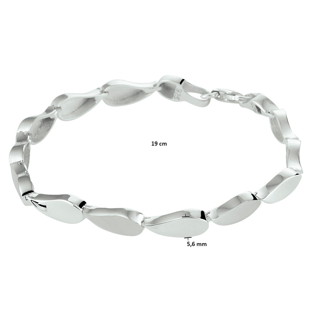 Armband poli/mat 5,6 mm 19 cm zilver gerhodineerd