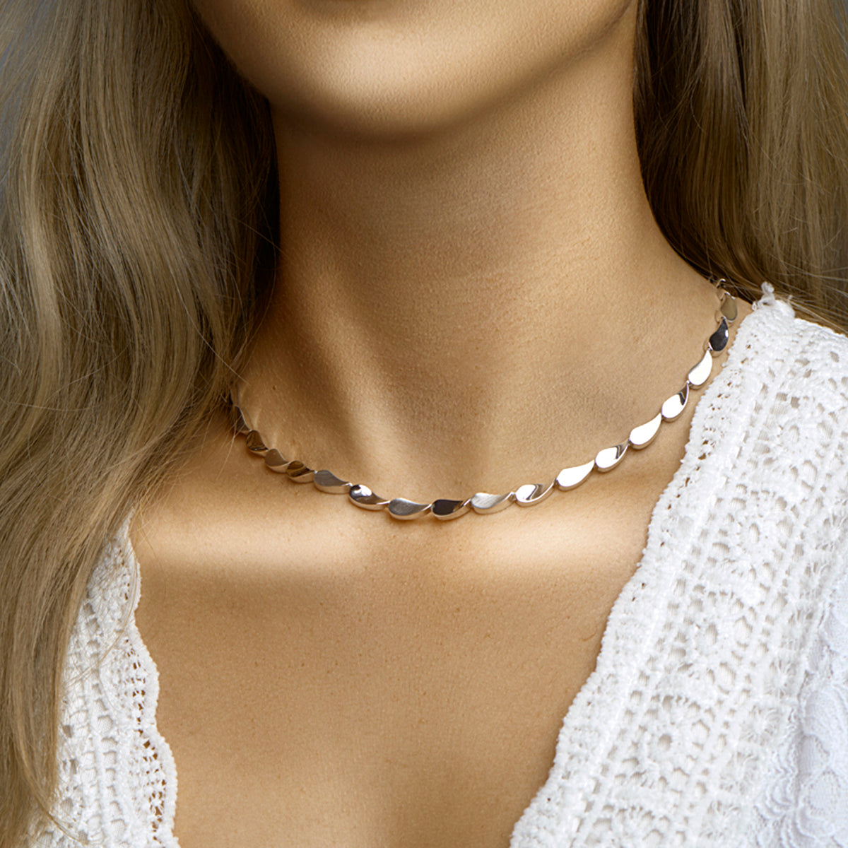 Collier poli/mat 5,6 mm 45 cm zilver gerhodineerd