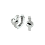 Klapoorringen hart zirkonia zilver gerhodineerd