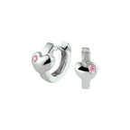 Klapoorringen hart roze zirkonia zilver gerhodineerd