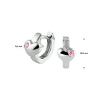 Klapoorringen hart roze zirkonia zilver gerhodineerd