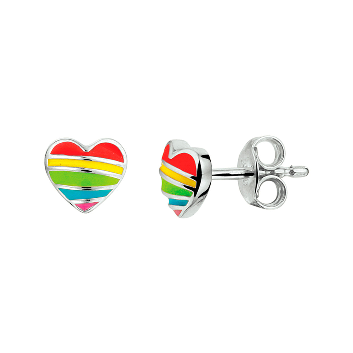 Oorknoppen hart zilver gerhodineerd