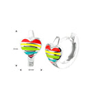 Klapoorringen hart zilver gerhodineerd