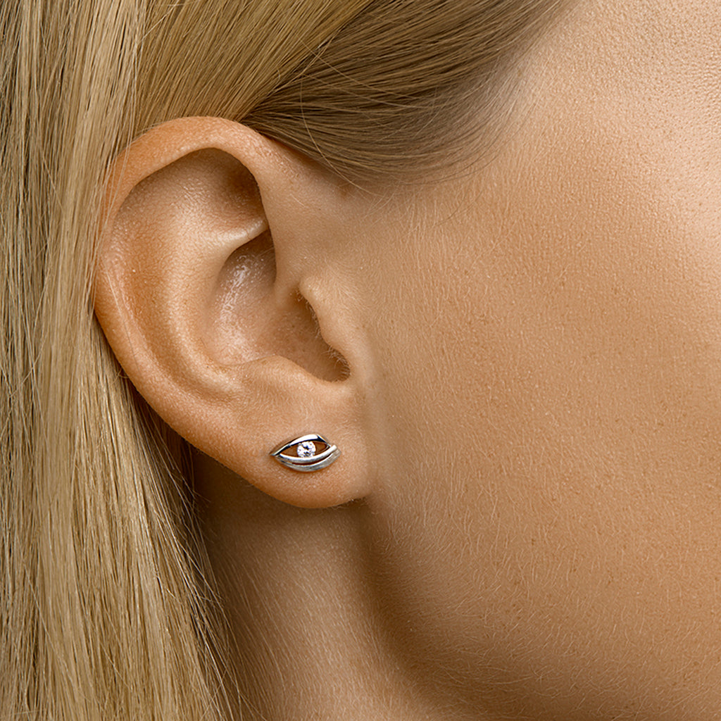 Oorknoppen zirkonia zilver gerhodineerd