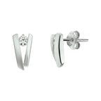 Oorknoppen zirkonia zilver gerhodineerd