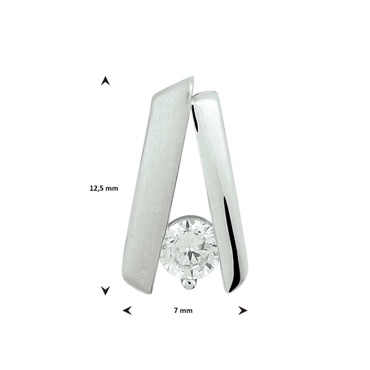 Hanger zirkonia poli/mat zilver gerhodineerd