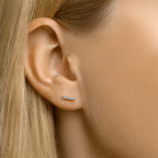 Oorknoppen balkje roze zirkonia zilver gerhodineerd