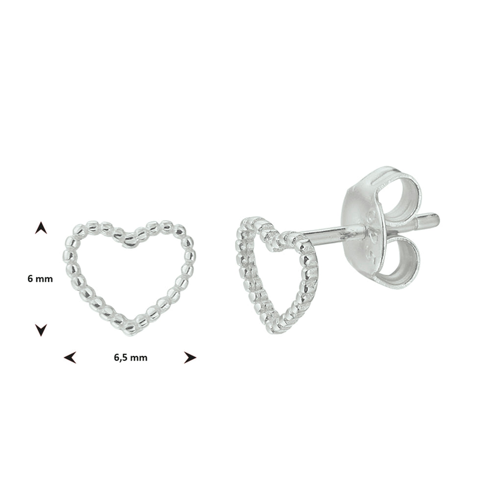 Oorknoppen hart zilver gerhodineerd