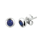 Oorknoppen blauw zirkonia zilver gerhodineerd