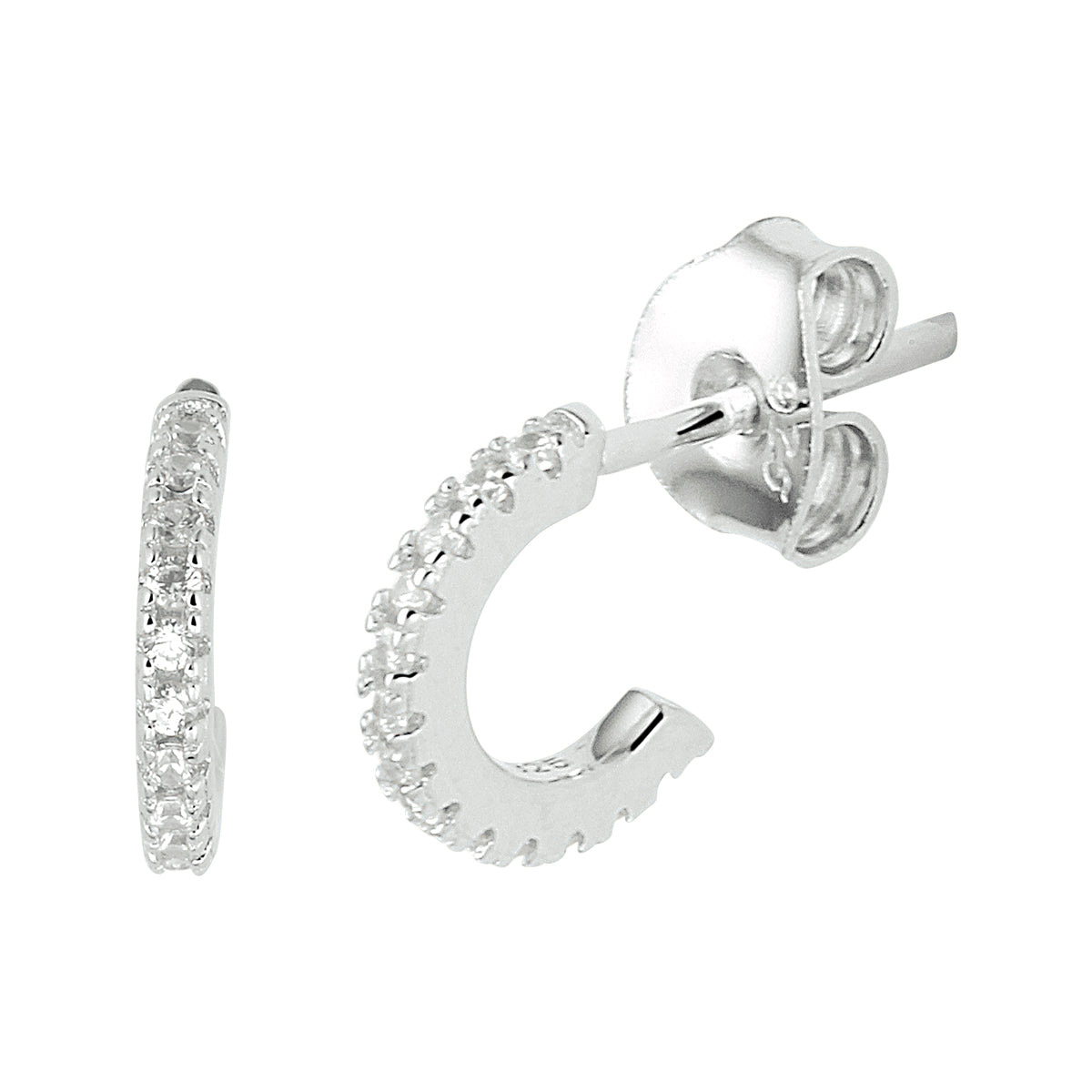 Stekeroorringen zirkonia zilver gerhodineerd