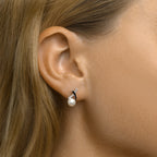 Oorknoppen parel en zirkonia zilver gerhodineerd