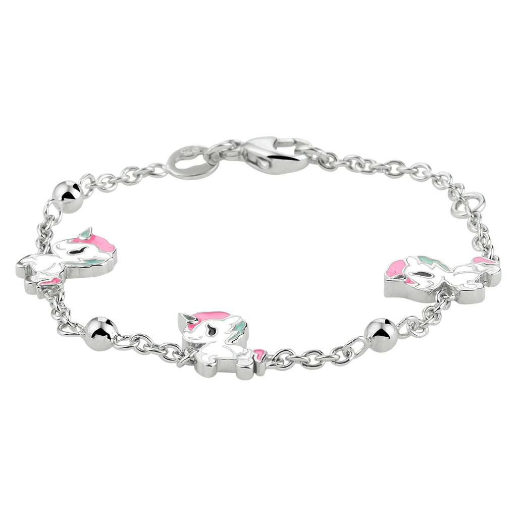 kinderarmband eenhoorn 11 - 13 cm zilver gerhodineerd