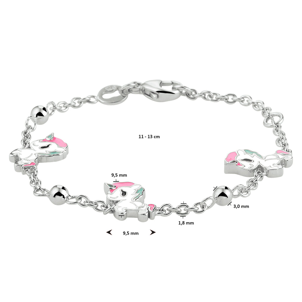 kinderarmband eenhoorn 11 - 13 cm zilver gerhodineerd