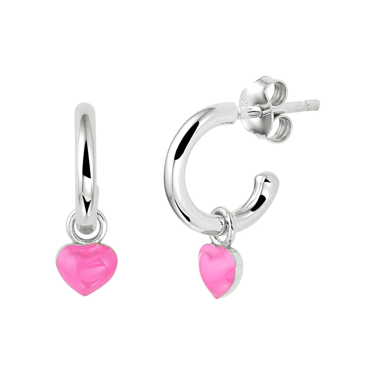 Stekeroorringen hart zilver gerhodineerd