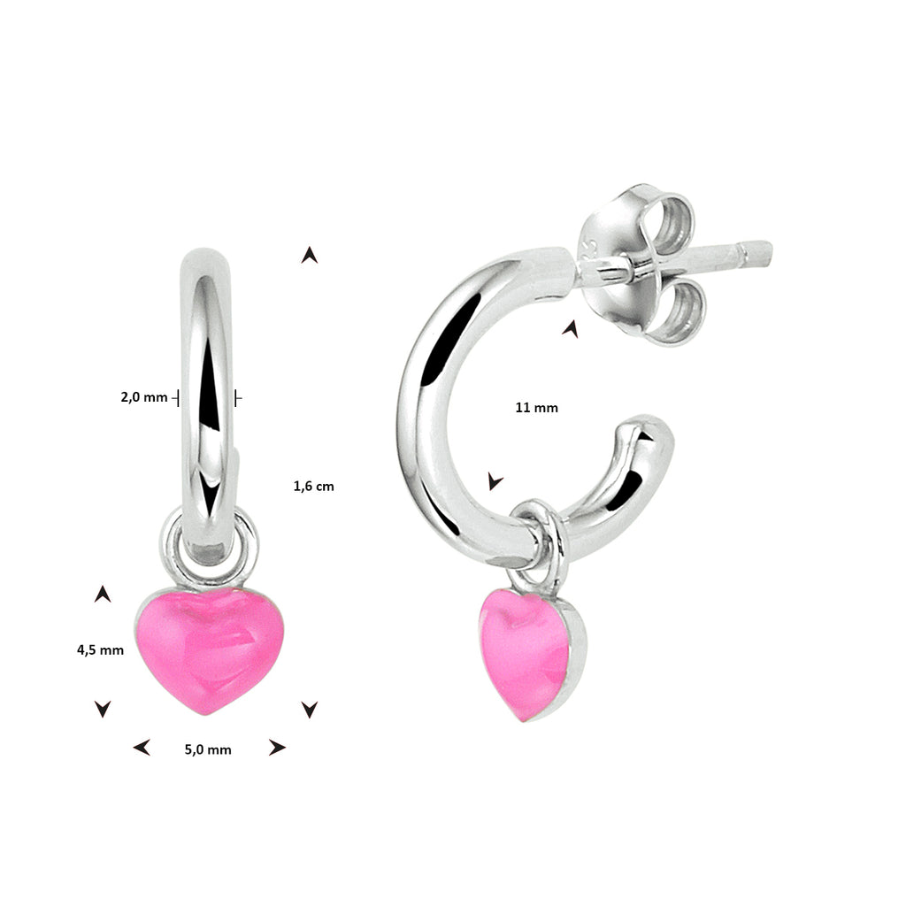 Stekeroorringen hart zilver gerhodineerd