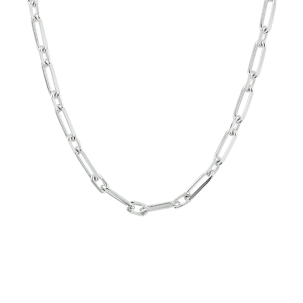 Collier paperclip spitse buis 3,5 mm 41 + 4 cm zilver gerhodineerd