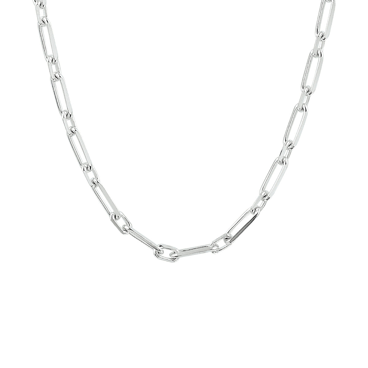 Collier paperclip spitse buis 3,5 mm 41 + 4 cm zilver gerhodineerd