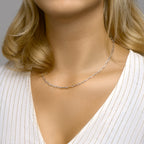 Collier paperclip spitse buis 3,5 mm 41 + 4 cm zilver gerhodineerd