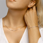 Collier paperclip spitse buis 3,5 mm 41 + 4 cm zilver gerhodineerd