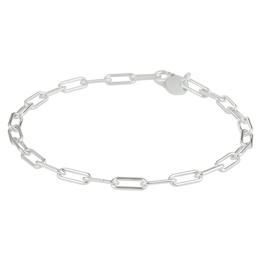 Armband paperclip ronde buis 3,5 mm zilver gerhodineerd