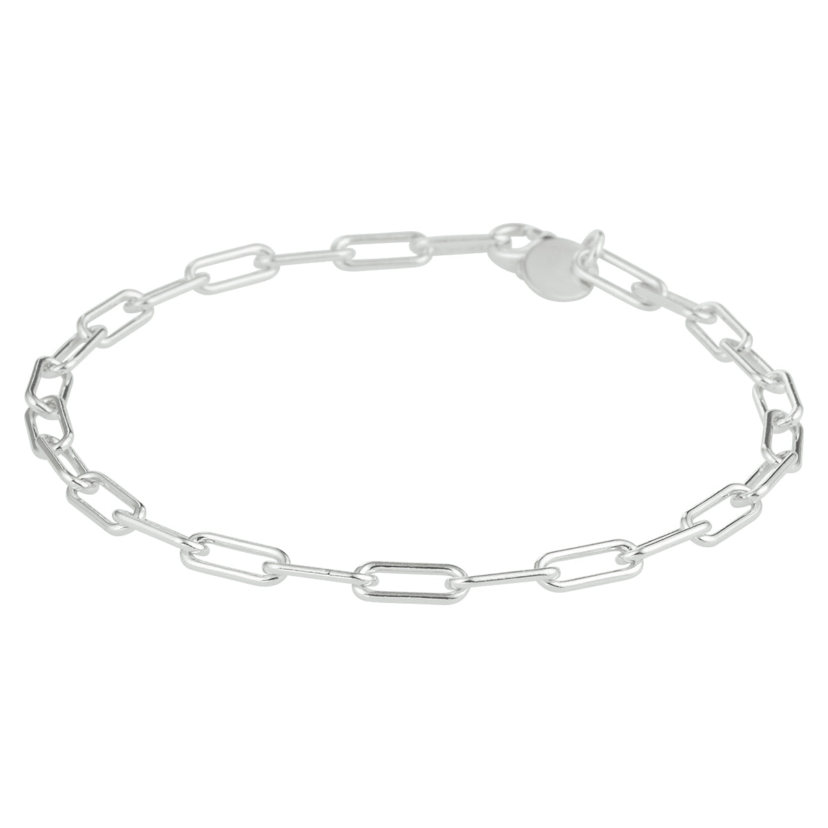 Armband paperclip ronde buis 3,5 mm zilver gerhodineerd