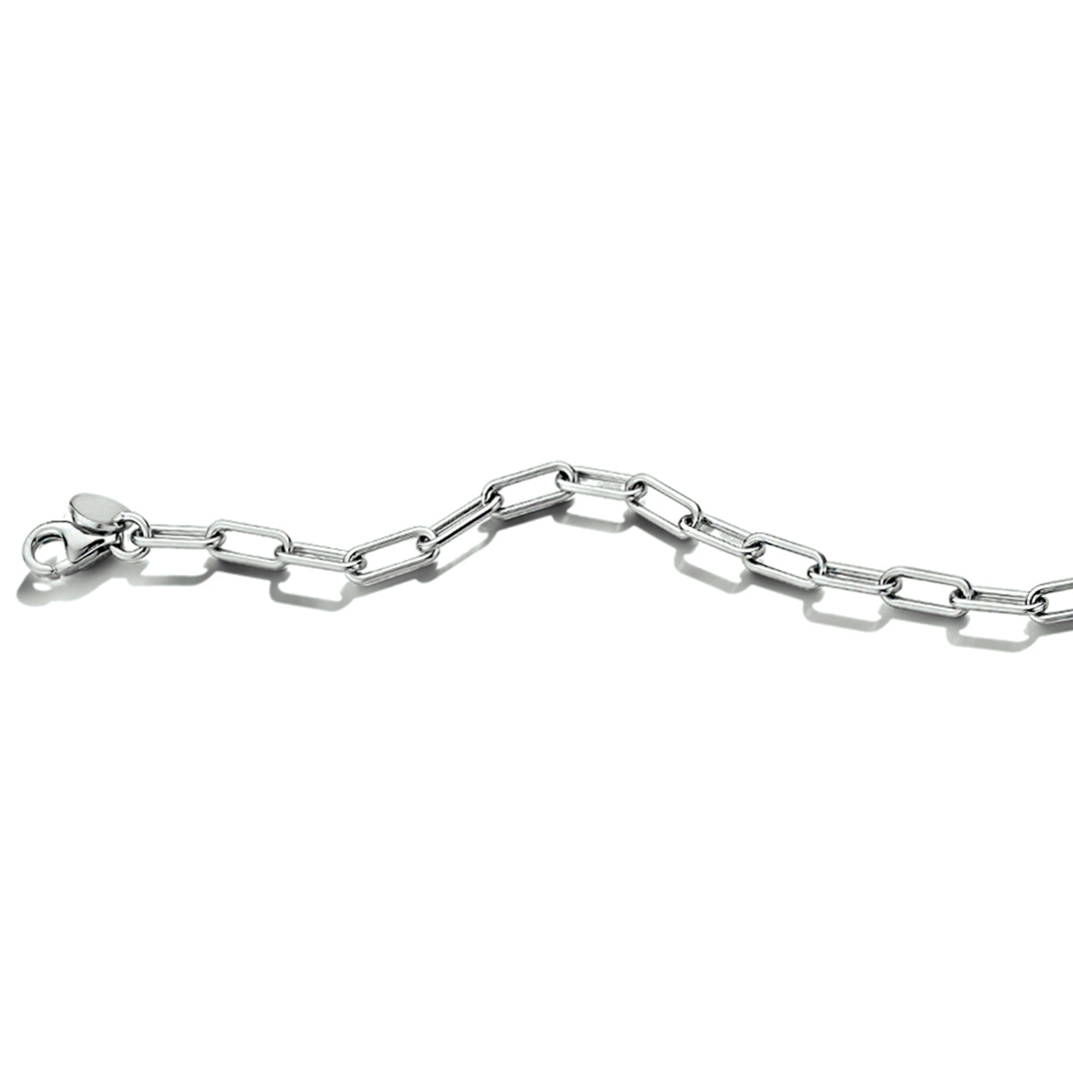 Armband paperclip ronde buis 3,5 mm zilver gerhodineerd