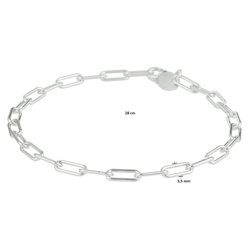 Armband paperclip ronde buis 3,5 mm zilver gerhodineerd