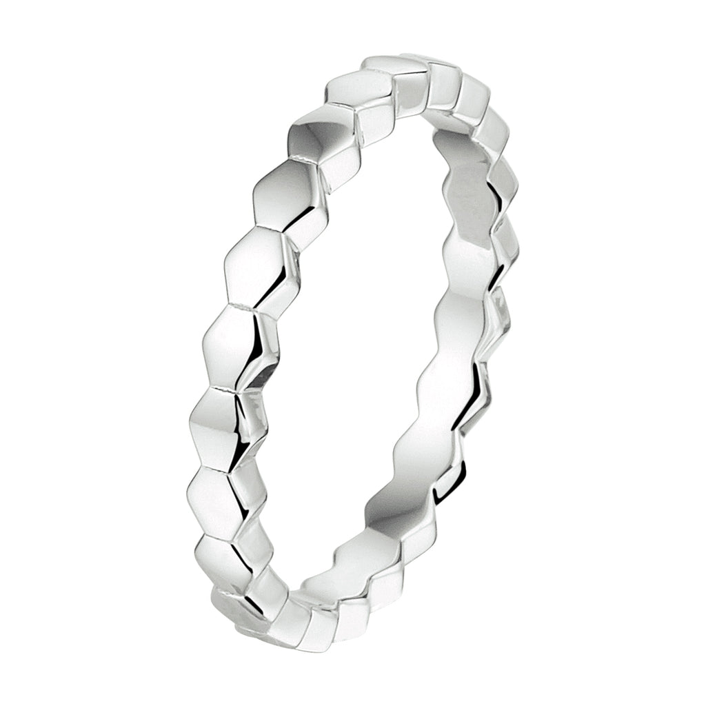Aanschuifring zeshoek zilver gerhodineerd