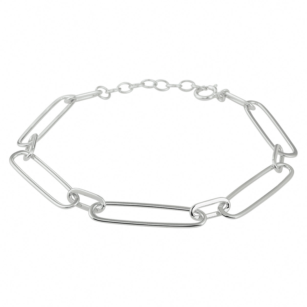 Armband paperclip platte buis 6,0 mm 17 + 2 cm zilver gerhodineerd