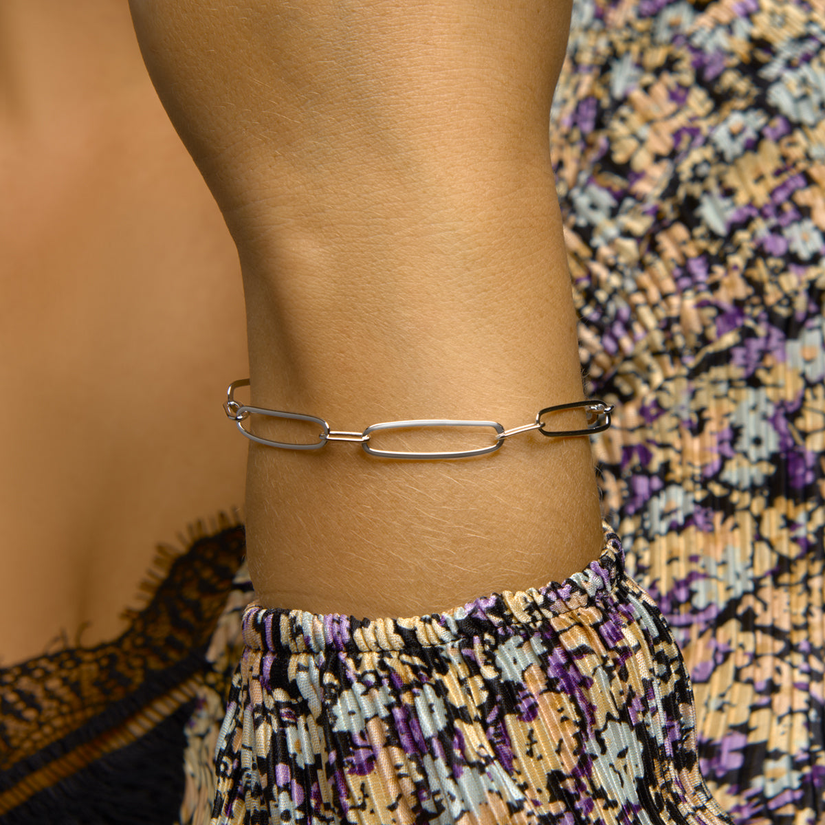 Armband paperclip platte buis 6,0 mm 17 + 2 cm zilver gerhodineerd