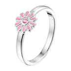 Ring bloem roze zirkonia zilver gerhodineerd