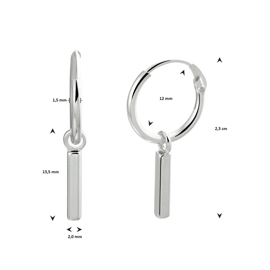 Oorringen balkje zilver gerhodineerd