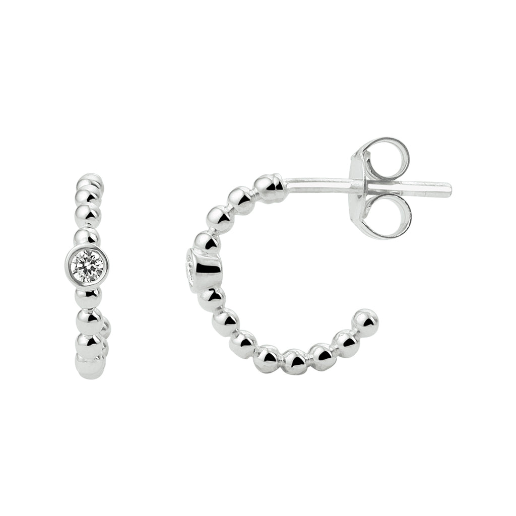 Stekeroorringen bolletjes zirkonia zilver gerhodineerd
